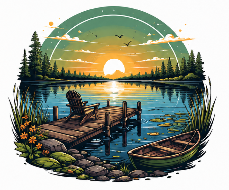 Illustration of a lake dock