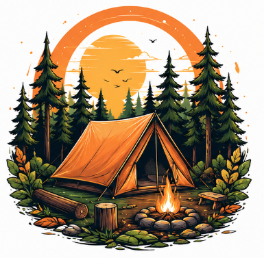 Illustration of tent camping